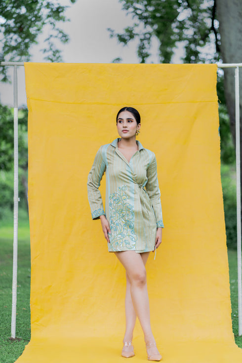 Hasrat Hand-Embroidered Wrap Dress